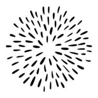 Retro doodle sunburst vector icon. Hand drawn explosion design element.