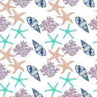 fondo transparente de peces de mar dibujados a mano. patrón de superficie para textiles, papel tapiz y envoltura. vector