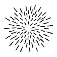 Retro doodle sunburst vector icon. Hand drawn explosion design element.