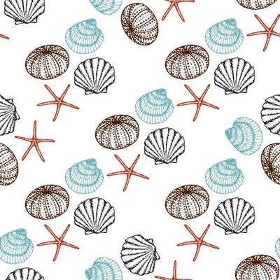 Hand drawn sea fishes seamless background. Surface pattern for textile, wallpaper and wrapping.