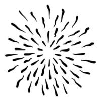 Retro doodle sunburst vector icon. Hand drawn explosion design element.