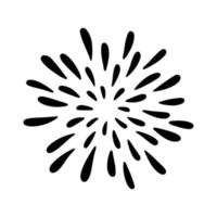 Retro doodle sunburst vector icon. Hand drawn explosion design element.