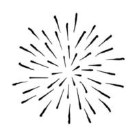 Retro doodle sunburst vector icon. Hand drawn explosion design element.