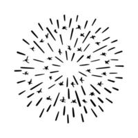 Retro doodle sunburst vector icon. Hand drawn explosion design element.