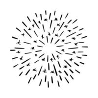 Retro doodle sunburst vector icon. Hand drawn explosion design element.