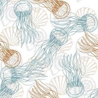 Hand drawn sea fishes seamless background. Surface pattern for textile, wallpaper and wrapping. vector