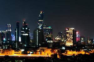Night bokeh light of cityscape in Thailand photo