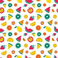 Summer bright color seamless pattern with tropical fruits. vector