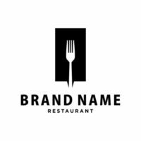 logotipo, icono del restaurante. con cuchara o tenedor, arte lineal, simple vector