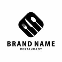 logotipo, icono del restaurante. con cuchara o tenedor, arte lineal, simple vector