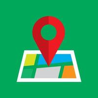 Flat color location icon on paper map vector