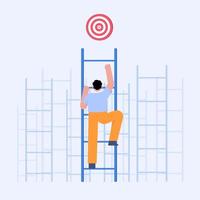 Businessman step by step on ladder for business goal or success vector