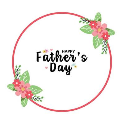 Rounded Floral Happy Father's day flat design