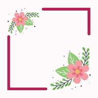 diseño plano de marco floral rosa vintage vector