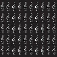 Son clef pattern in silver color on black background vector