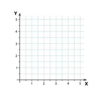 Blank cartesian coordinate system in two dimensions. Rectangular orthogonal coordinate plane with axes X and Y on squared grid. Math scale template. Vector illustration isolated on white background