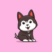 Husky Puppy Cartoon Icon Illustration vector