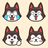 Cute Adorable Huskies Emote Pack vector