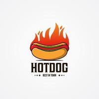 concepto de logotipo de perro caliente en llamas vector