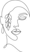 Woman Face Line Art vector