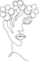 Woman Face Line Art vector