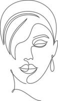 Woman Face Line Art vector