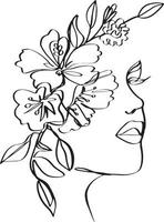 Woman Face Line Art vector