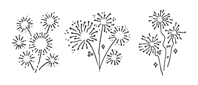 firework, starburst hand drawn, vector illustration.