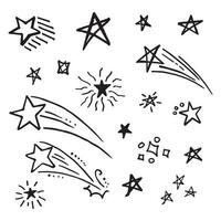 Starburst doodle set. Hand drawn star. vector