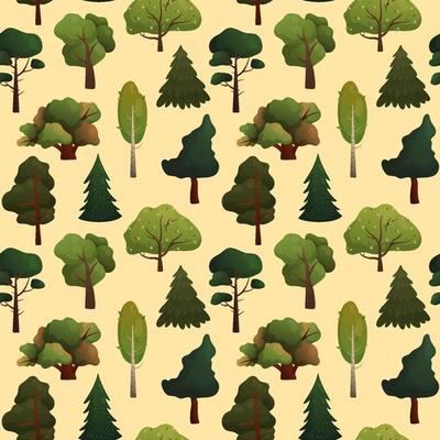 Vector pattern with tree fibers on a yellow background