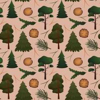 Vector forest pattern with trees, branches and slabs