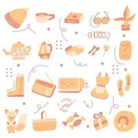 Holiday stuff element set doodle art vector