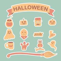 Halloween character set doodle Sticker vector art