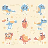 Cute Bird character set colorful vector art