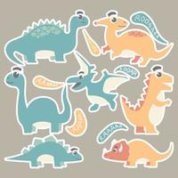 ilustración de conjunto de elementos de dinosaurio lindo