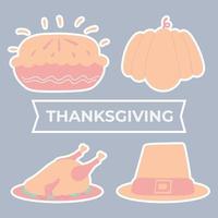 thanksgiving set illustration sticker vector