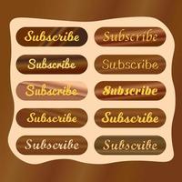 Wood Texture Subscribe Button For TV Channel or Social Media, Vintage Style Design Template, Rounded Shape vector