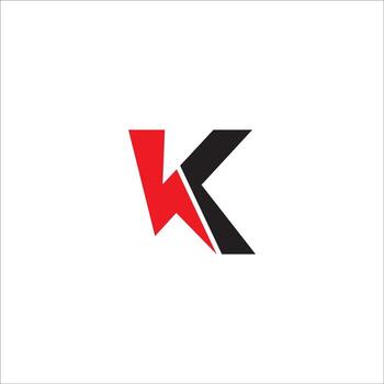 Letter K Initial Logo Design Template. Alphabet with Lightning shape logo concept. Black and Red Color Theme. Isolated On White Background. vector