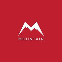 Letter M alphabet logo design template. Mountain logo design concept isolated on red color background. vector