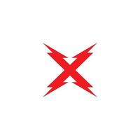 plantilla de diseño de logotipo inicial de letra x aislada sobre fondo blanco. alfabeto con concepto de logo de forma de trueno. tema de color rojo vivo. vector