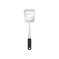 Spatula utensil vector illustration isoalted on white background. Metal tool for frying with heat resistant handle. Suitable for 3d Realistic Mockup.