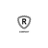 Letter R alphabetic logo deisgn template. Insurance company logo concept  isolated on white background. Geometric shield sign illustration. vector