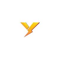 Letter Y Initial Logo Design Template Isolated On White Background. Alphabet Thunder Logo Concept. Yellow Orange Gradation Color Theme. vector
