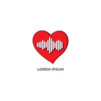 Heart Frequency vector illustration isolated on white background. Love icon with signal frequency design concept. Pictogram logo design template.