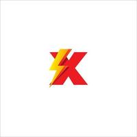 X Letter Initial Logo Design Template. Alphabet with Thunder Shape Logo Concept. Hot Red and Yellow Orange Gradation Color Theme. Isolated On White Background. vector