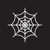 ilustración de vector de tela de araña de línea blanca aislada sobre fondo de color negro. adecuado para el diseño de camisetas u otro proyecto