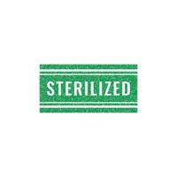 Sterilized stamp vector illustration isolated on white background, Sign, Label, green color