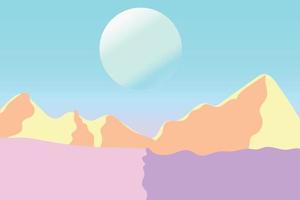 paisaje desértico rosa con dunas de arena rosa y colinas amarillas bajo un cielo azul nublado. vector