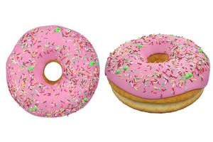 pink donut on white background ,doughnut 3d rendering photo