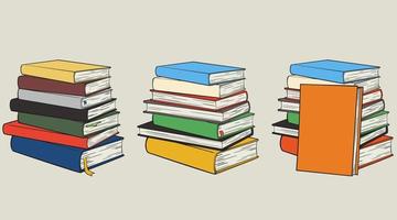 pilas de libros en estilo de dibujos animados vector
